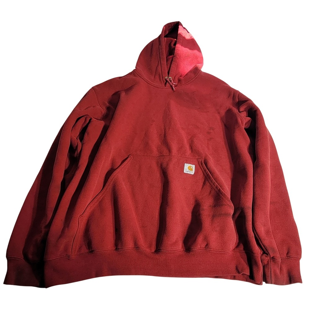 Carhartt Mens Red Original Fit Graphic Sleeve Logo Pullover Hoodie Size Large